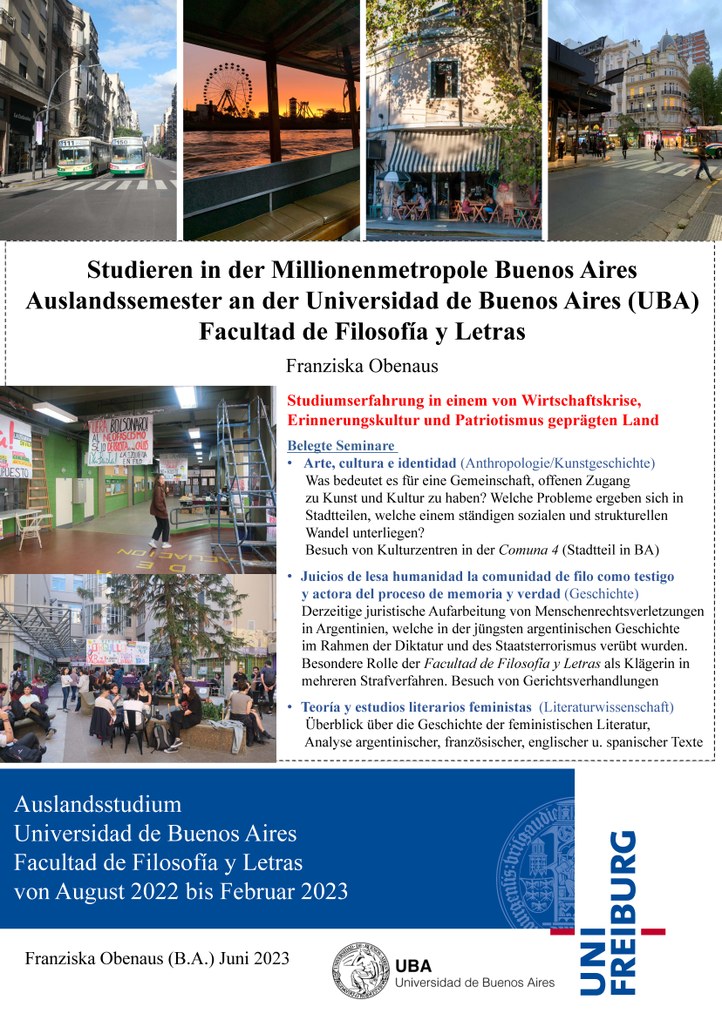 Poster_Franziska Obenaus_Auslandssemester an der Universidad de Buenos Aires (UBA)