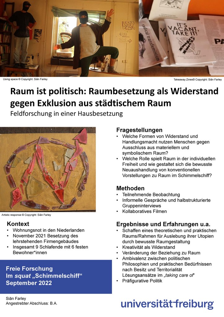 Poster_Siân Farley_Uebungsforschung_Raum ist politisch: Hausbesetzung in den Niederlanden